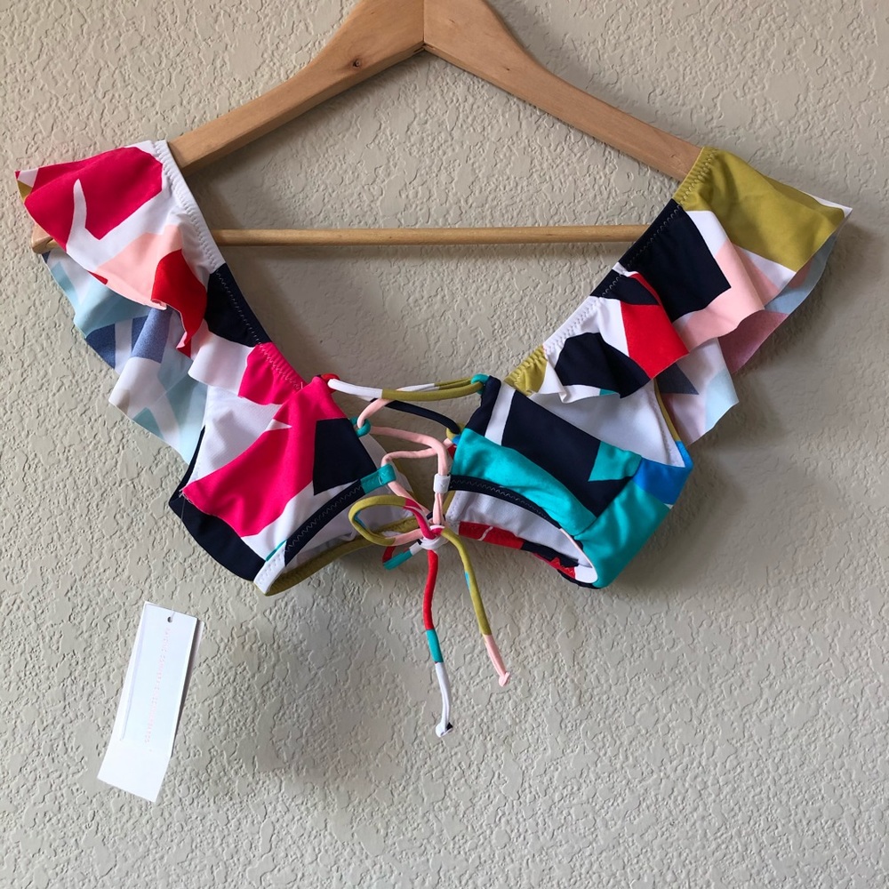 NWT Raisin's Ruffled Bikini Swim Top Tropical - Picture 4 of 4